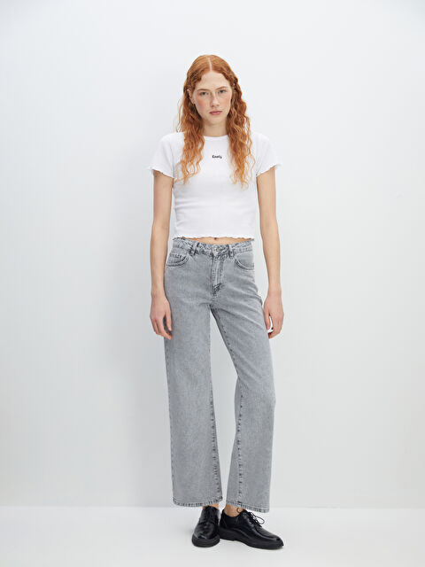 LCW Jeans Mars Flare Kadın Jean Pantolon - W4JI76Z8-GRD