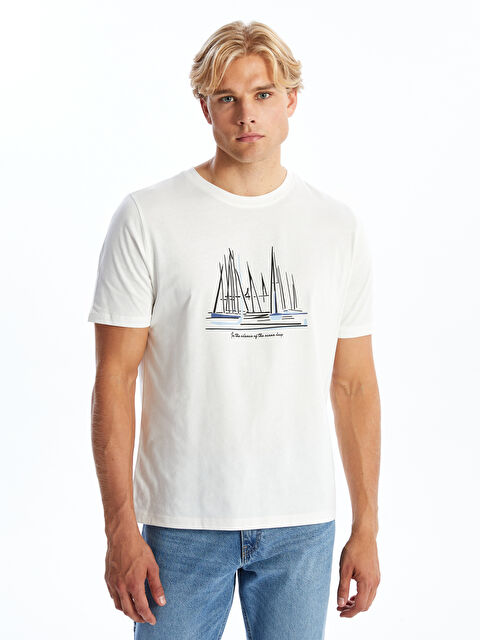 XSIDE Bisiklet Yaka Kısa Kollu Baskılı Penye Erkek Tişört - W4JI91Z8-R9J