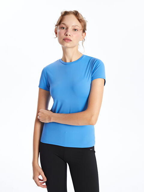 KOOR SPORT Bisiklet Yaka Baskılı Kadın Spor Tişört - W4JJ27Z8-CUC