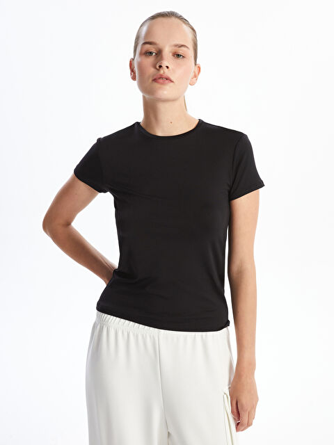 KOOR SPORT Bisiklet Yaka Baskılı Kadın Tişört - W4JJ52Z8-HUC