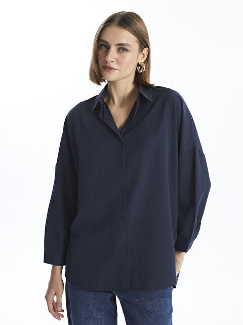 LCW Modest Düz Uzun Kollu Kadın Gömlek - W4JJ62Z8-HSF