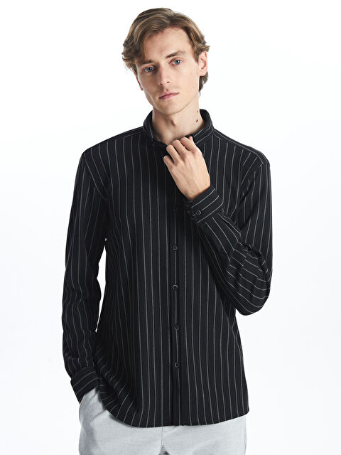 LCW Vision Slim Fit Uzun Kollu Çizgili Erkek Gömlek - W4JL07Z8-LEG