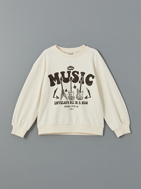 LCW Kids Bisiklet Yaka Kız Çocuk Sweatshirt - W4JM43Z4-FDW