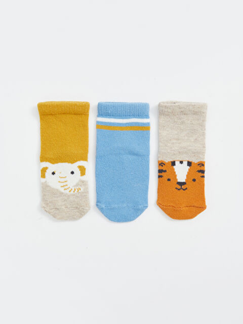LCW baby Baskılı Erkek Bebek Soket Çorap 3'lü - W4JM69Z1-CZL