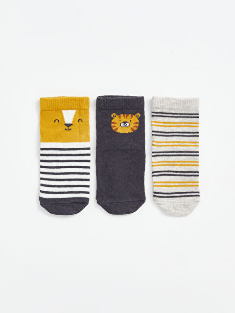 LCW baby Desenli Erkek Bebek Soket Çorap 3'lü - W4JM71Z1-CZL