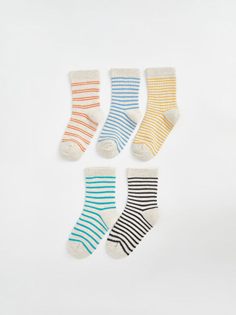 LCW baby Çizgili Erkek Bebek Soket Çorap 3'lü - W4JM73Z1-LGU