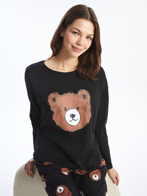 LCW Young Bisiklet Yaka Baskılı Kadın Pijama Takımı - W4JM97Z8-LQJ