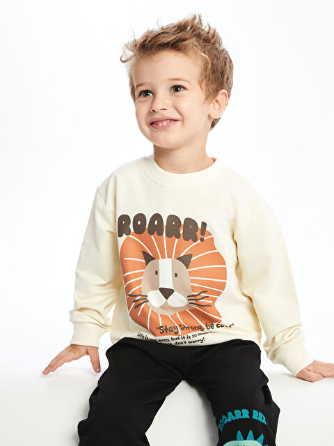 Myhanne Bisiklet Yaka Baskılı Erkek Bebek Sweatshirt - W4JO09Z1-FDU