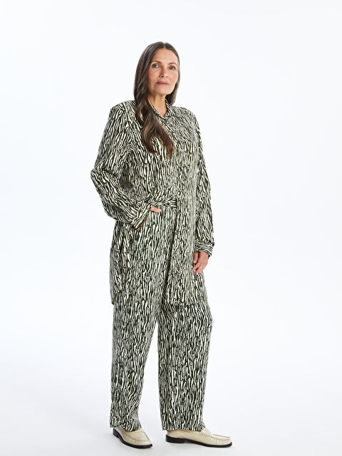 LCW Grace Beli Lastikli Desenli Kadın Pantolon - W4JO43Z8-LRL