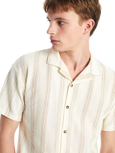 XSIDE Slim Fit Kısa Kollu Çizgili Erkek Gömlek - W4JO74Z8-ELZ