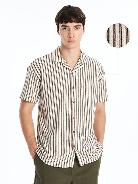 XSIDE Slim Fit Kısa Kollu Çizgili Erkek Gömlek - W4JO75Z8-E48