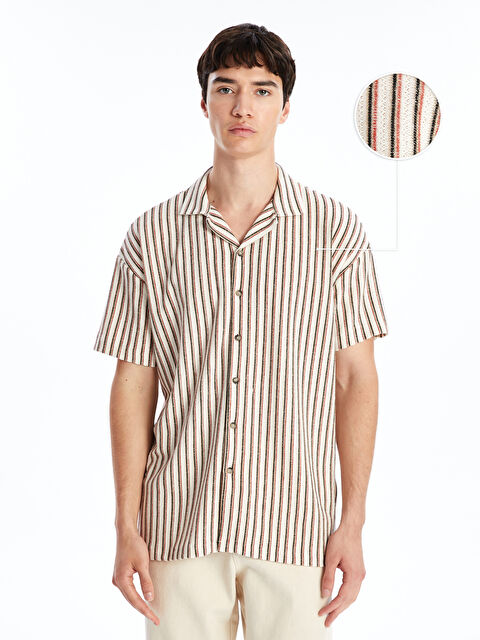 XSIDE Slim Fit Kısa Kollu Çizgili Erkek Gömlek - W4JO75Z8-E53