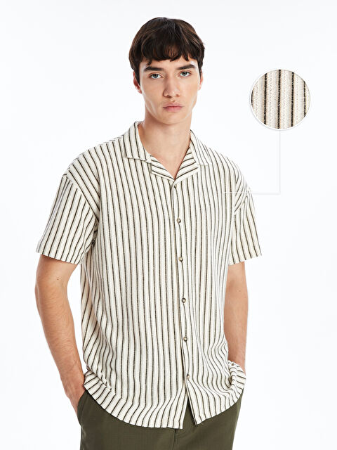 XSIDE Slim Fit Kısa Kollu Çizgili Erkek Gömlek - W4JO75Z8-LFY