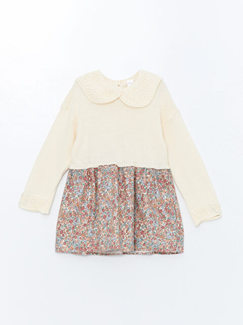 LCW Kids Bebe Yaka Uzun Kollu Çiçekli Kız Çocuk Elbise - W4JP76Z1-FRC