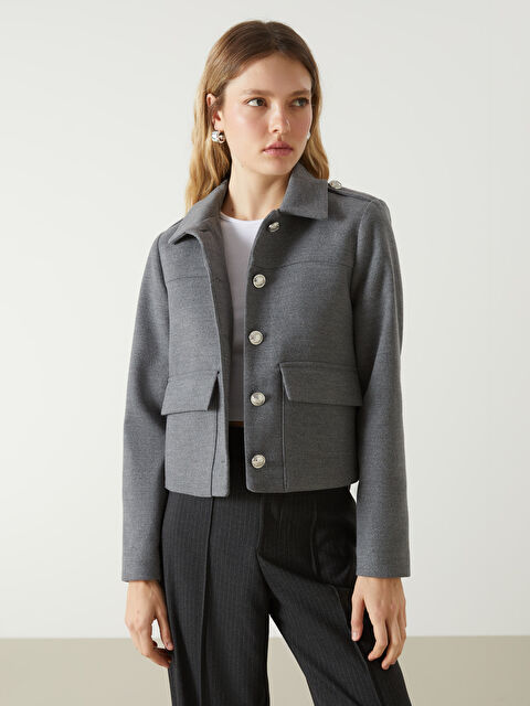 LCW Vision Gömlek Yaka Süet Kadın Ceket - W4JP83Z8-CT3