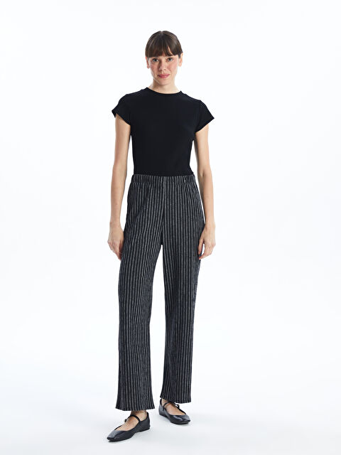 LCWAIKIKI Basic Beli Lastikli Çizgili Kadın Pantolon - W4JQ01Z8-LEG