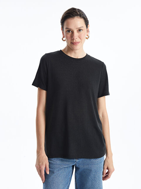 LCWAIKIKI Basic Bisiklet Yaka Kadın Tişört - W4JQ10Z8-CVL