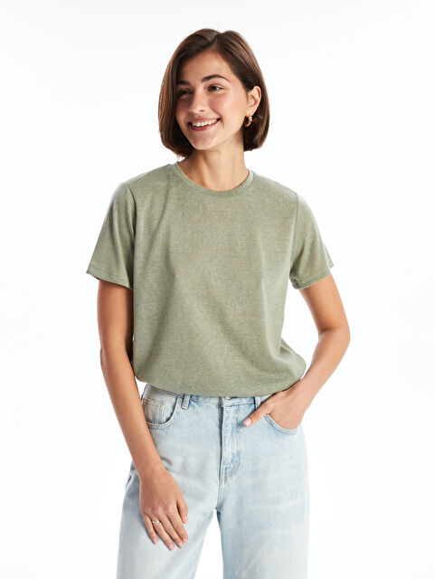 LCWAIKIKI Basic Bisiklet Yaka Kadın Tişört - W4JQ10Z8-QZJ