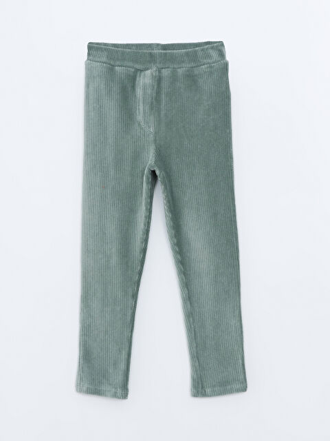 LCW Kids Beli Lastikli Kadife Kız Çocuk Tayt Pantolon - W4JQ21Z1-GC8