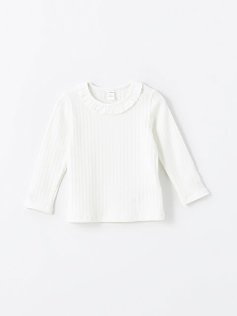 LCW Kids Bisiklet Yaka Uzun Kollu Basic Kız Çocuk Tişört - W4JQ22Z1-FDJ