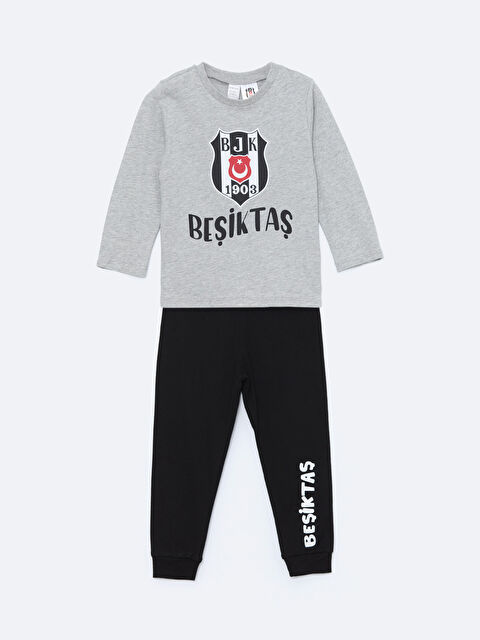 LCW baby Bisiklet Yaka Beşiktaş Baskılı Uzun Kollu Erkek Bebek Pijama Takımı - W4JQ48Z1-CX7
