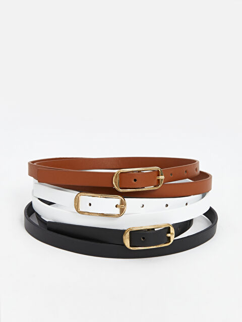 LCW ACCESSORIES Deri Görünümlü Kadın Kemer 3'lü - W4JR23Z8-RQL