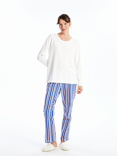 LC WAIKIKI Bisiklet Yaka Desenli Kadın Pijama Takımı - W4JR66Z8-RFH