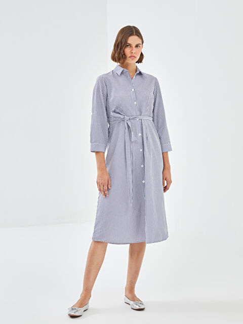 BLAİS Çizgili Poplin Kadın Gömlek Elbise - W4JS01Z8-RFH