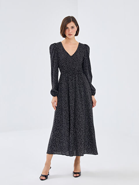 BLAİS V Yaka Puantiyeli Kadın Elbise - W4JS25Z8-CVL