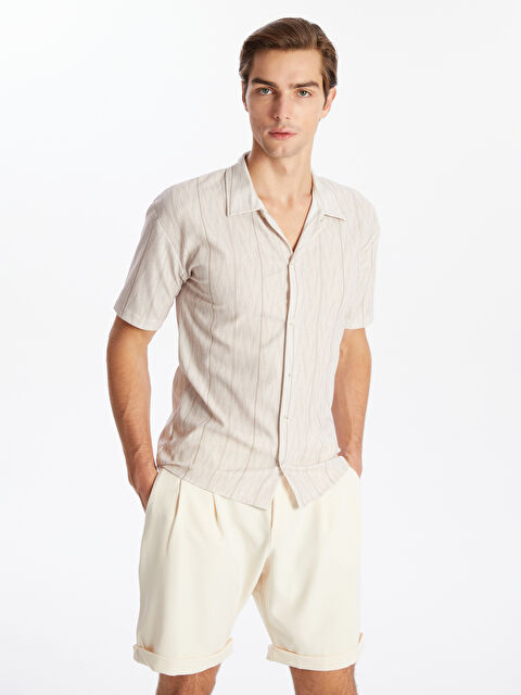 XSIDE Regular Fit Kısa Kollu Çizgili Erkek Gömlek - W4JT93Z8-LE8