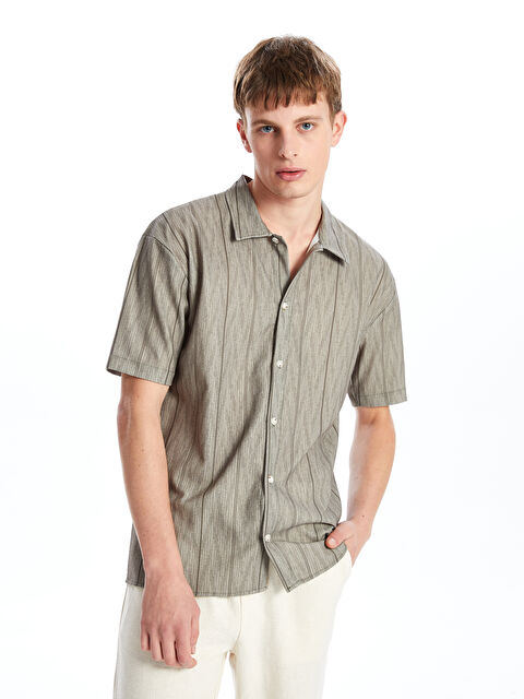 XSIDE Regular Fit Kısa Kollu Çizgili Erkek Gömlek - W4JT93Z8-LGE