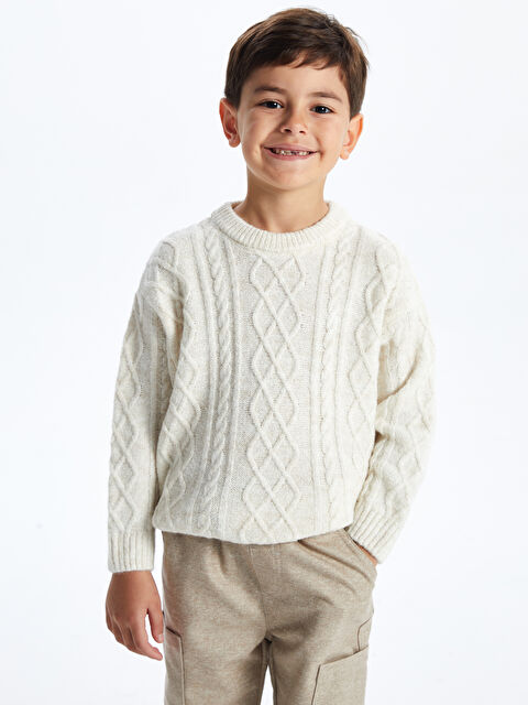 LCW Kids Bisiklet Yaka Uzun Kollu Erkek Çocuk Triko Kazak - W4JV27Z1-QVK