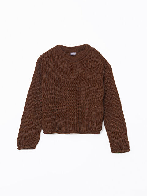 LCW ECO Bisiklet Yaka Kız Çocuk Triko Kazak - W4JV39Z4-GYK