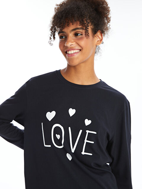 Path-y Bisiklet Yaka Baskılı Kadın Pijama Takımı - W4JY19Z8-HSF