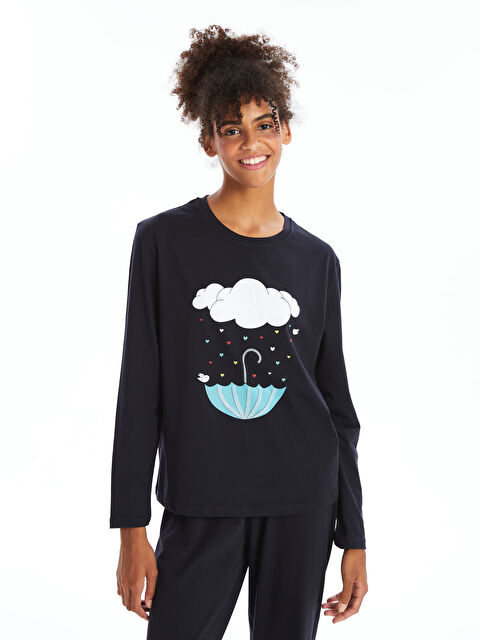 Path-y Bisiklet Yaka Baskılı Kadın Pijama Takımı - W4JY23Z8-HSF