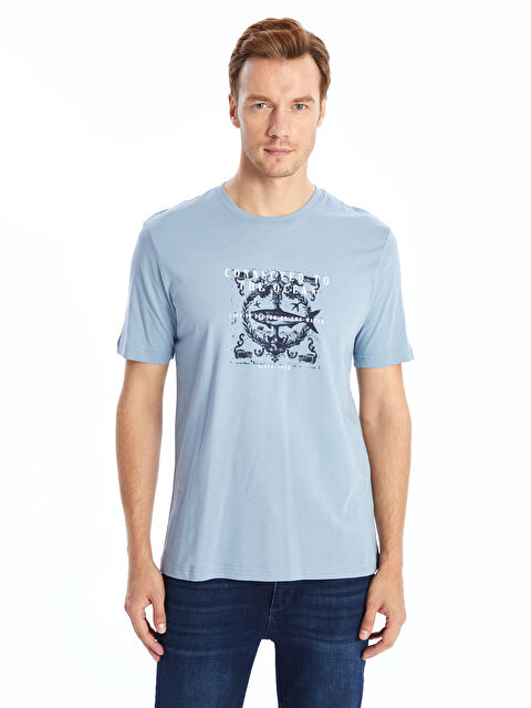 LCWAIKIKI Classic Bisiklet Yaka Kısa Kollu Baskılı Penye Erkek Tişört - W4JY28Z8-SPD