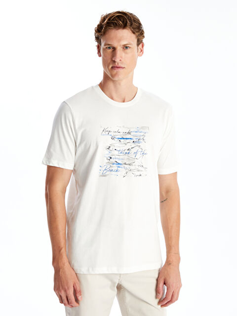 LCWAIKIKI Classic Bisiklet Yaka Kısa Kollu Baskılı Penye Erkek Tişört - W4JY29Z8-R9J