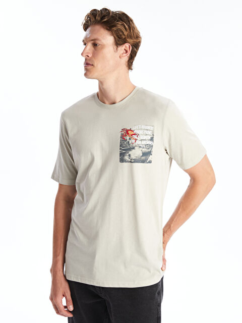 LCWAIKIKI Classic Bisiklet Yaka Kısa Kollu Baskılı Penye Erkek Tişört - W4JY30Z8-SZT