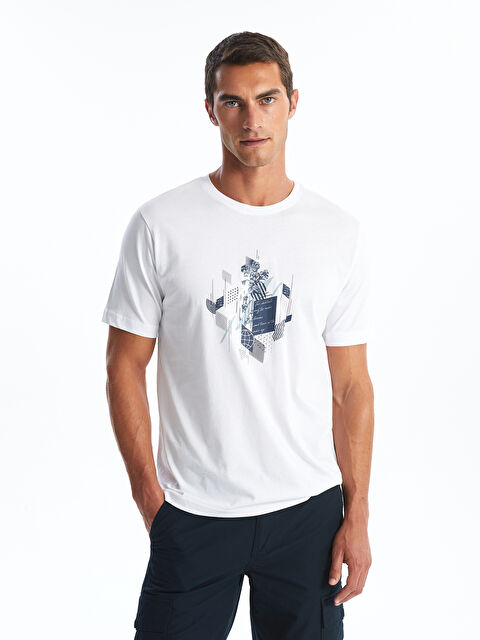 LCWAIKIKI Classic Bisiklet Yaka Kısa Kollu Baskılı Penye Erkek Tişört - W4JY31Z8-Q6K