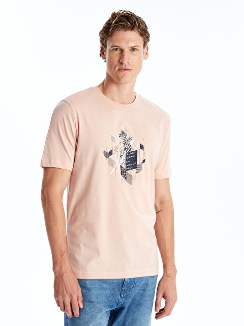 LCWAIKIKI Classic Bisiklet Yaka Kısa Kollu Baskılı Penye Erkek Tişört - W4JY31Z8-YVT