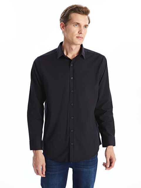 LCW ECO Slim Fit Uzun Kollu Poplin Erkek Gömlek - W4JY48Z8-CVL