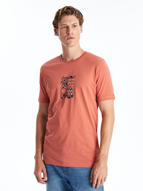 LCWAIKIKI Classic Bisiklet Yaka Kısa Kollu Baskılı Penye Erkek Tişört - W4JY62Z8-VYC