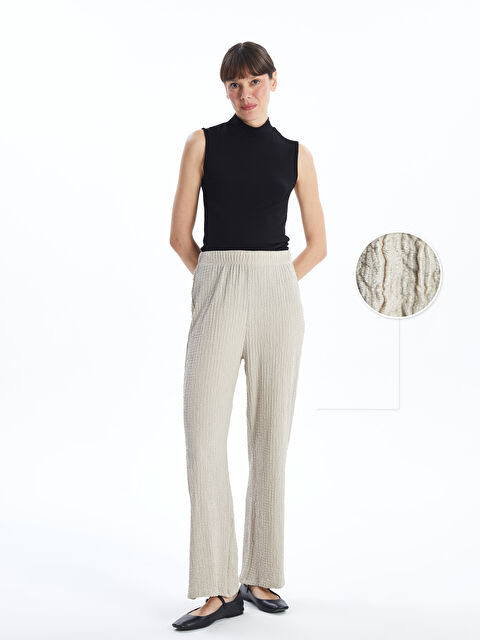 LCWAIKIKI Basic Beli Lastikli Dokulu Kadın Pantolon - W4JY63Z8-QYF