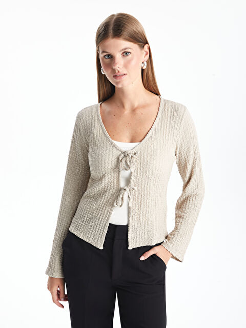 LCWAIKIKI Basic V Yaka Dokulu Kadın Hırka - W4JY64Z8-QYF