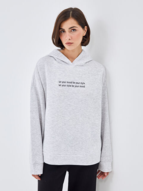 BLAİS Baskılı Oversize Kadın Kalın Hoodie - W4JY73Z8-CUZ