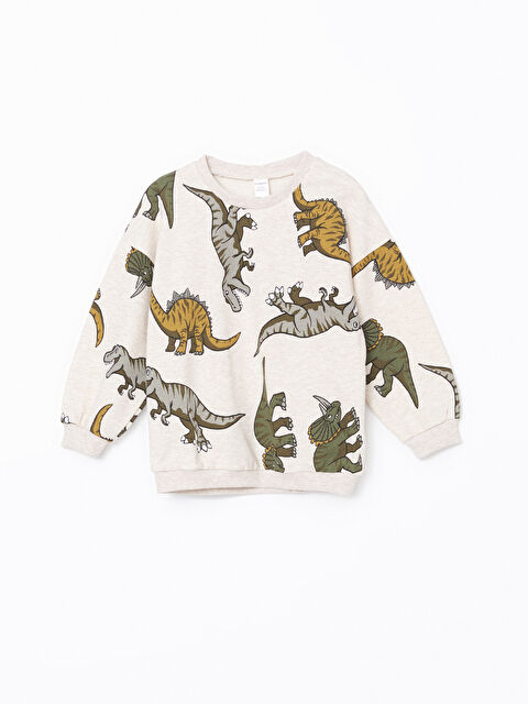 LCW Kids Dinozor Baskılı Erkek Çocuk Sweatshirt - W4JY97Z1-CX8