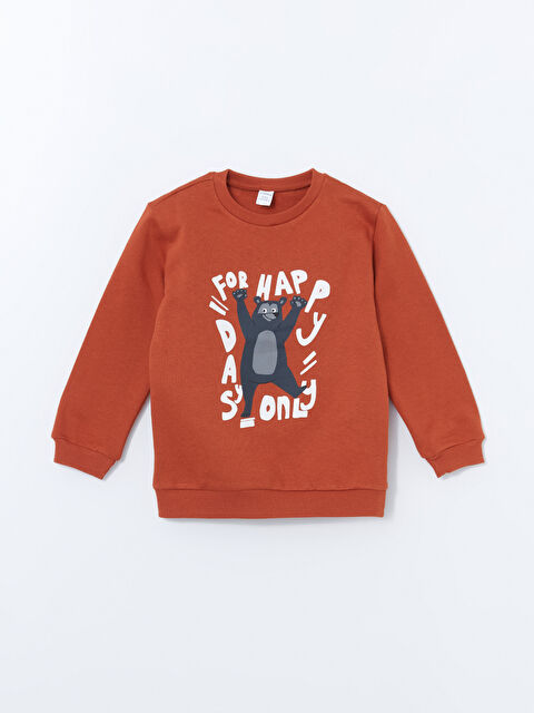LCW Kids Bisiklet Yaka Baskılı Erkek Çocuk Sweatshirt - W4K003Z1-H5R