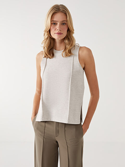 LCW Vision Bisiklet Yaka Kadın Triko Atlet - W4K051Z8-D5R