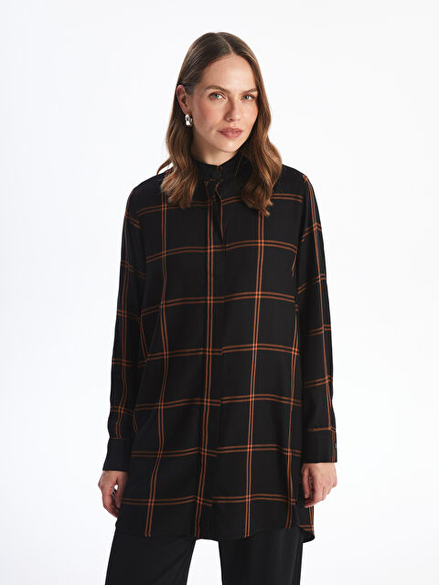 LCWAIKIKI Classic Hakim Yaka Ekose Kadın Gömlek Tunik - W4K081Z8-LKX