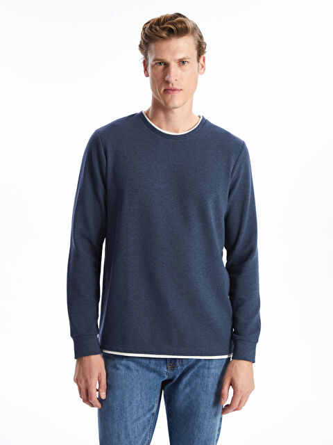 LCW ECO Bisiklet Yaka Uzun Kollu Erkek Sweatshirt - W4K102Z8-GYR